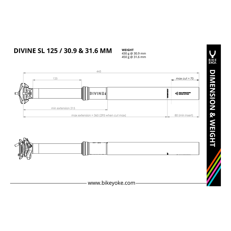 Bike Yoke Divine SL 31.6x100 (sin mando) tija telescópica - Envío 24h