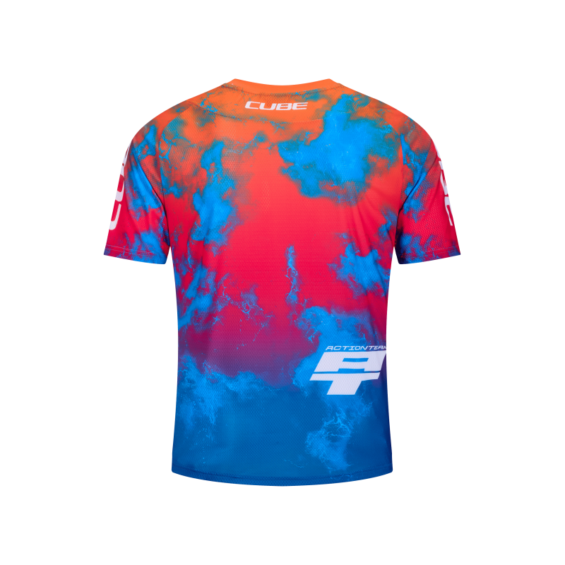 Rfr X Actionteam T-Shirt Kurzarm für Mtb Blau/Rosa/Orange