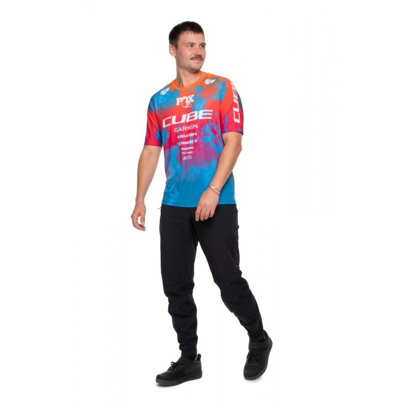 Rfr X Actionteam T-Shirt Kurzarm für Mtb Blau/Rosa/Orange