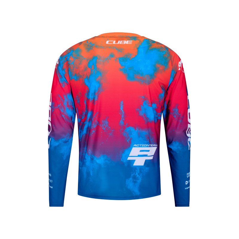 Cube X Actionteam Langarmshirt für MTB Blau/Rosa/Orange