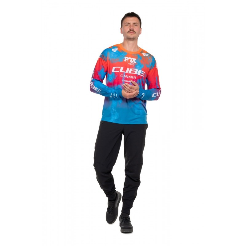 Cube X Actionteam camiseta manga larga para mtb Azul/Rosa/Naranja