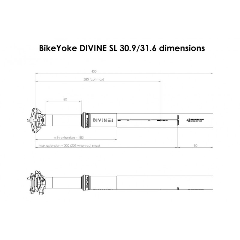 Bike Yoke Divine SL 30.9x80 (ohne Fernbedienung) teleskopische Sattelstütze - Versand 24h